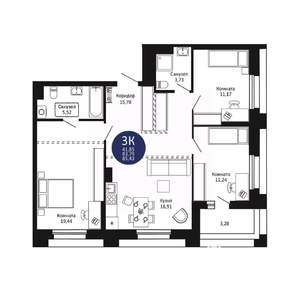 3-к квартира, вторичка, 85м2, 14/20 этаж