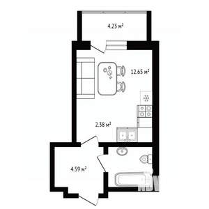 Студия квартира, вторичка, 25м2, 12/25 этаж