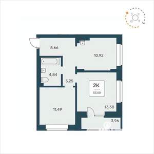 2-к квартира, вторичка, 54м2, 9/9 этаж