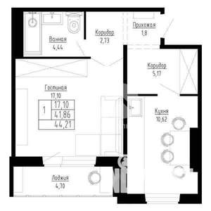 1-к квартира, вторичка, 42м2, 13/15 этаж
