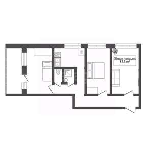 3-к квартира, вторичка, 83м2, 9/10 этаж