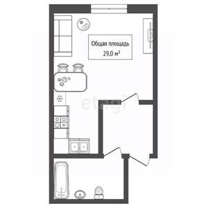 Студия квартира, вторичка, 29м2, 1/9 этаж