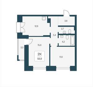 2-к квартира, вторичка, 59м2, 2/23 этаж