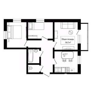 3-к квартира, вторичка, 86м2, 8/10 этаж