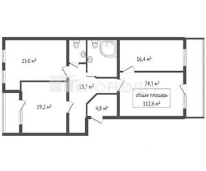 3-к квартира, вторичка, 115м2, 2/6 этаж