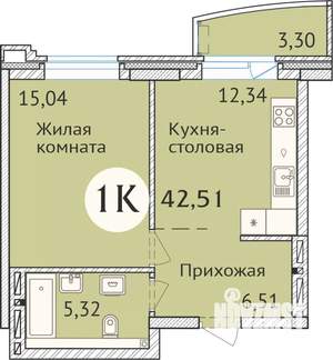 1-к квартира, сданный дом, 42м2, 23/23 этаж