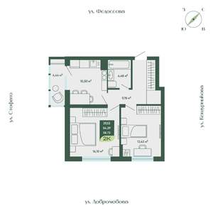 2-к квартира, вторичка, 59м2, 4/18 этаж