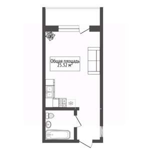 Студия квартира, вторичка, 25м2, 13/17 этаж