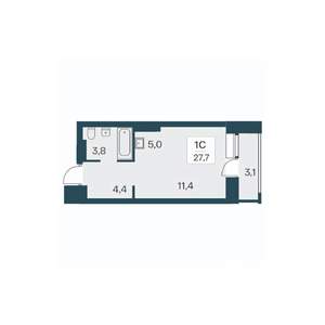 Студия квартира, вторичка, 28м2, 21/30 этаж