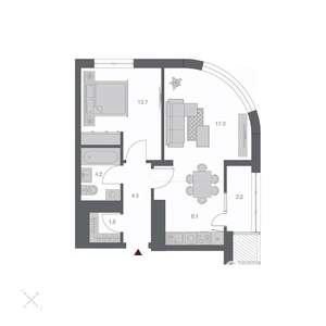 2-к квартира, строящийся дом, 53м2, 15/24 этаж