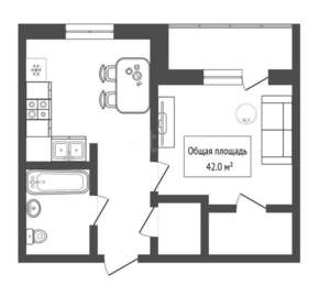 1-к квартира, вторичка, 42м2, 9/17 этаж