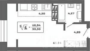 Студия квартира, вторичка, 30м2, 25/25 этаж