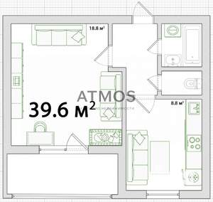 1-к квартира, вторичка, 40м2, 9/10 этаж