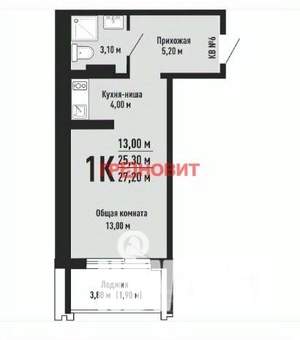 1-к квартира, вторичка, 27м2, 11/17 этаж
