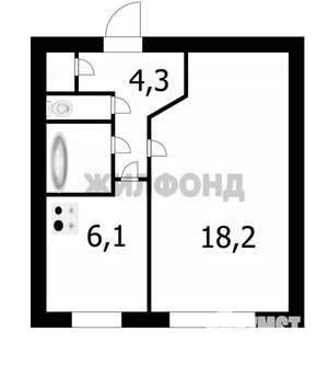 1-к квартира, вторичка, 33м2, 2/9 этаж
