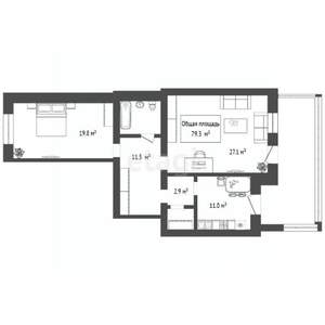 2-к квартира, вторичка, 79м2, 3/10 этаж