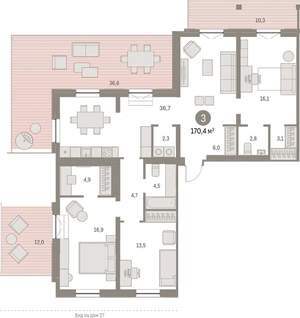 3-к квартира, вторичка, 168м2, 7/9 этаж