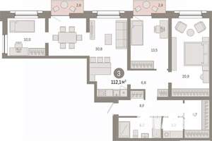 3-к квартира, вторичка, 112м2, 5/14 этаж