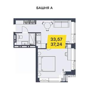 1-к квартира, вторичка, 37м2, 16/29 этаж