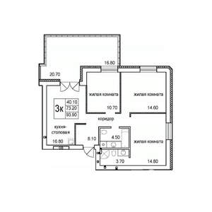 3-к квартира, строящийся дом, 94м2, 1/8 этаж