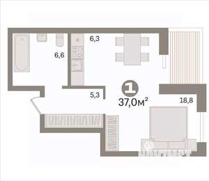 1-к квартира, вторичка, 37м2, 5/17 этаж