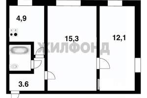2-к квартира, вторичка, 39м2, 2/2 этаж