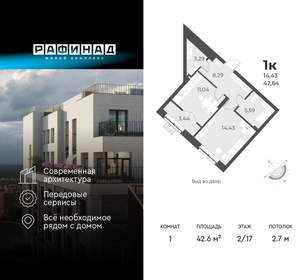 1-к квартира, вторичка, 43м2, 2/17 этаж
