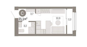 Студия квартира, вторичка, 21м2, 7/8 этаж