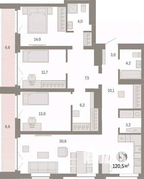 3-к квартира, вторичка, 120м2, 8/23 этаж