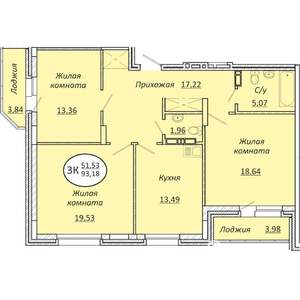 3-к квартира, вторичка, 93м2, 11/25 этаж