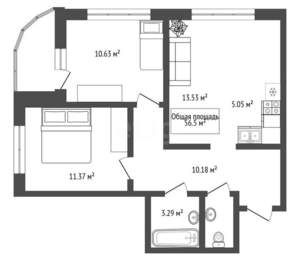 3-к квартира, вторичка, 57м2, 7/15 этаж