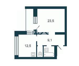 2-к квартира, вторичка, 53м2, 7/7 этаж