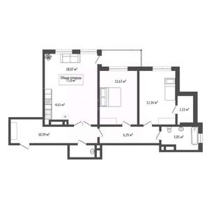 3-к квартира, вторичка, 75м2, 9/24 этаж