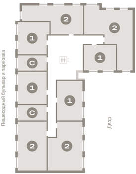 2-к квартира, вторичка, 63м2, 5/12 этаж