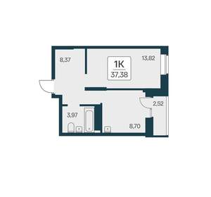 1-к квартира, вторичка, 37м2, 12/17 этаж