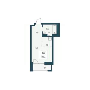 Студия квартира, вторичка, 29м2, 20/22 этаж