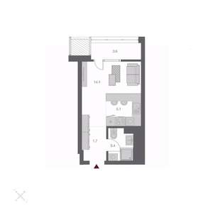 1-к квартира, вторичка, 28м2, 15/24 этаж