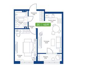 2-к квартира, вторичка, 43м2, 12/22 этаж