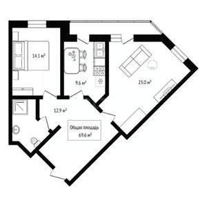 2-к квартира, вторичка, 70м2, 5/11 этаж