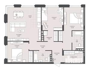 3-к квартира, вторичка, 93м2, 3/8 этаж