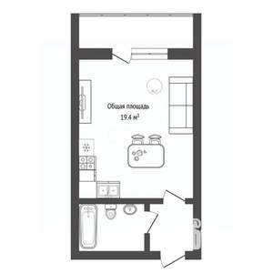 Студия квартира, вторичка, 19м2, 2/17 этаж