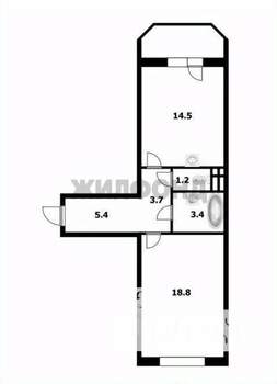 1-к квартира, вторичка, 50м2, 13/20 этаж
