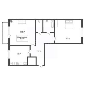 2-к квартира, вторичка, 43м2, 4/5 этаж