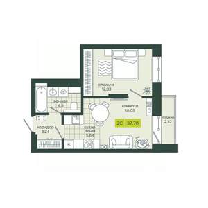2-к квартира, вторичка, 38м2, 24/25 этаж