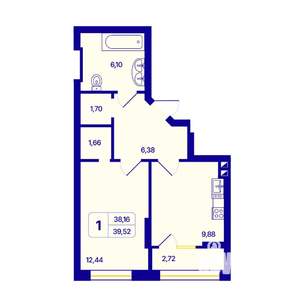 1-к квартира, вторичка, 40м2, 7/26 этаж
