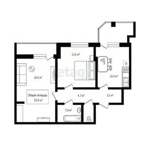 2-к квартира, вторичка, 55м2, 10/19 этаж