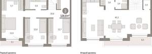 3-к квартира, вторичка, 129м2, 6/15 этаж