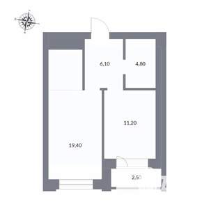 2-к квартира, вторичка, 44м2, 18/25 этаж