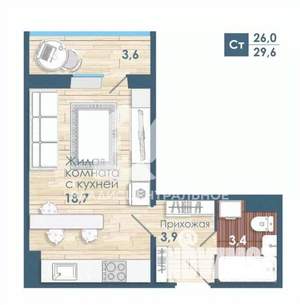 Студия квартира, вторичка, 26м2, 14/18 этаж