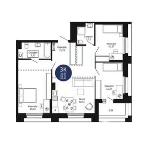 3-к квартира, вторичка, 85м2, 5/20 этаж